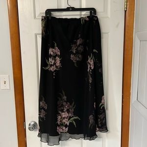 Black Fowered Skirt with Sheer Flowered Overlay.